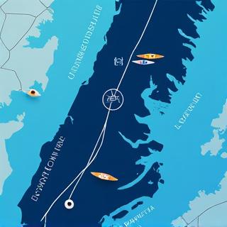 Stylized map of New York launch points for kayaks